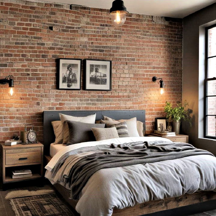 industrial themed bedroom