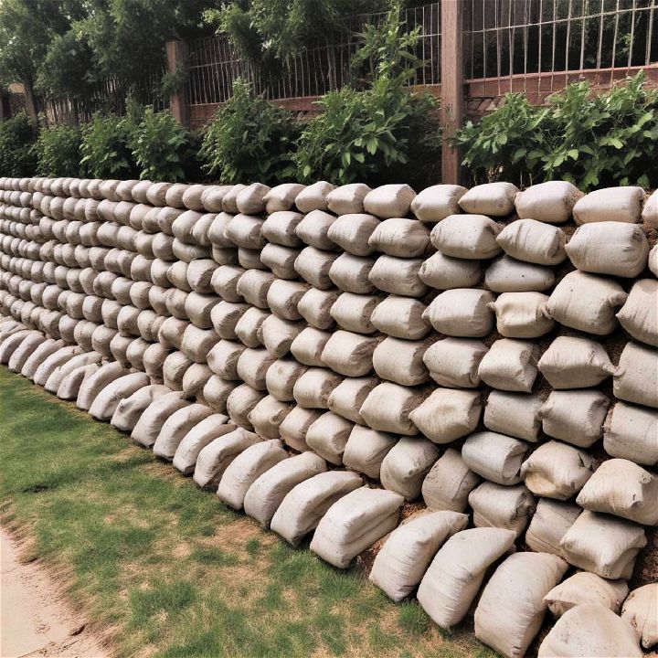 inexpensive concrete bags retaining wall