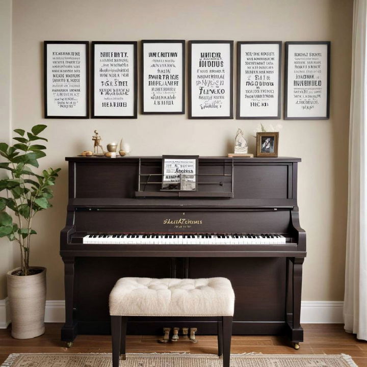 inspirational quotes into piano room’s decor