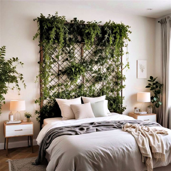 install a climbing plant trellis as headboard