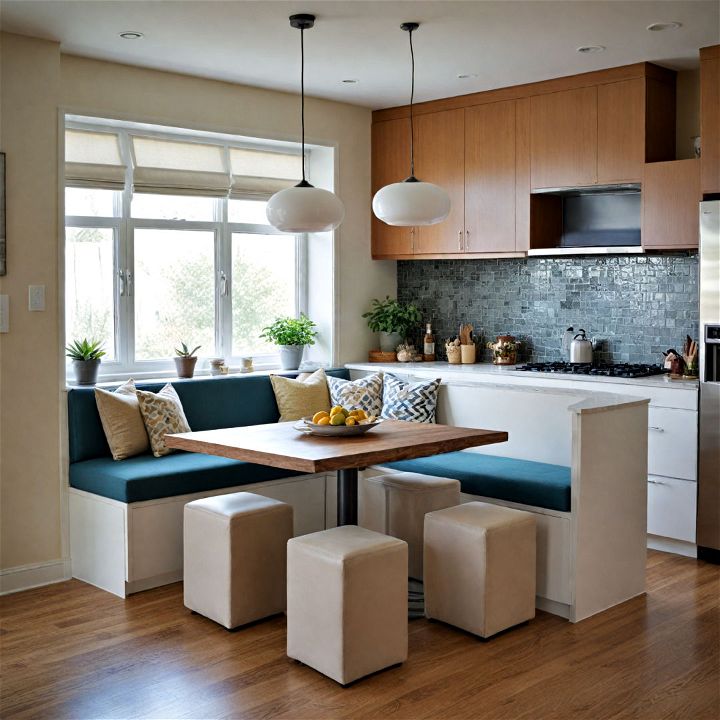 integrated seating for minimalist kitchen