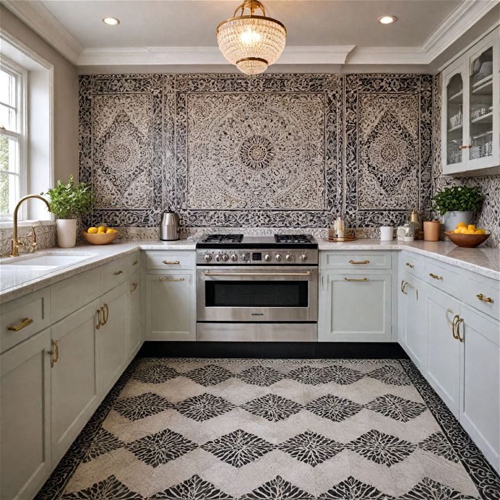 intricate tilework for art deco kitchen