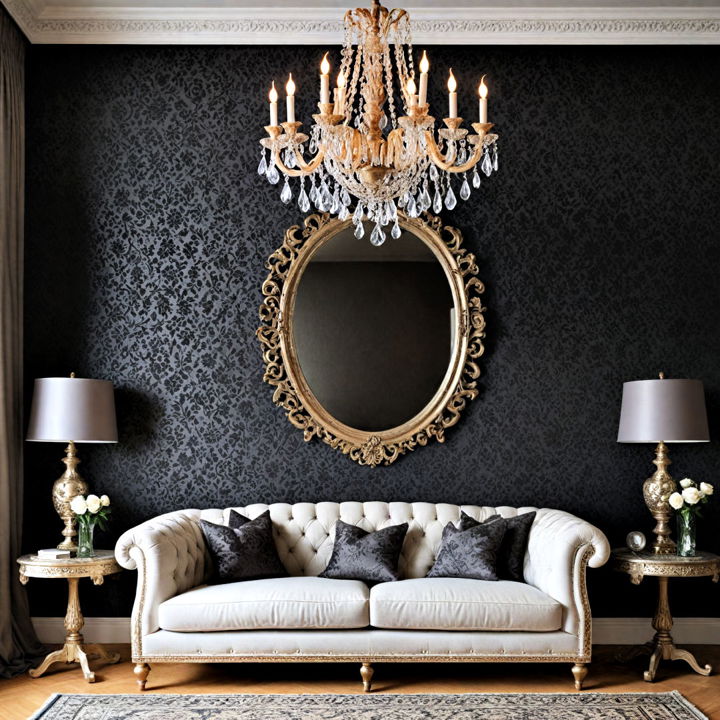 intricate wallpaper for gothic living room