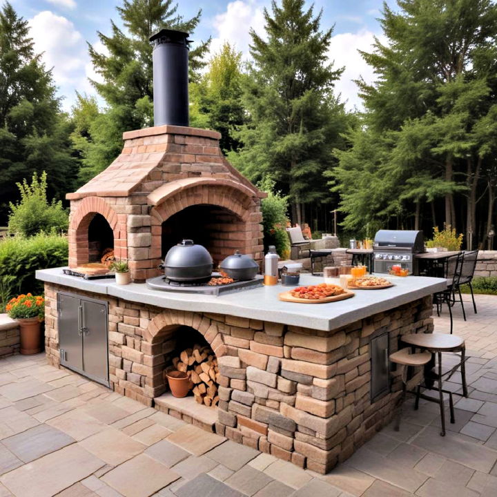 island with pizza oven