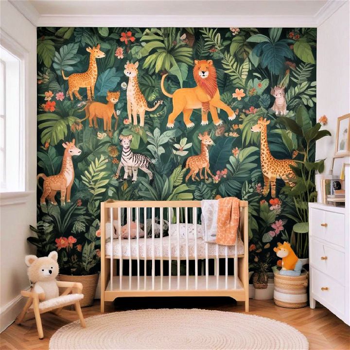 jungle themed wall for nursery
