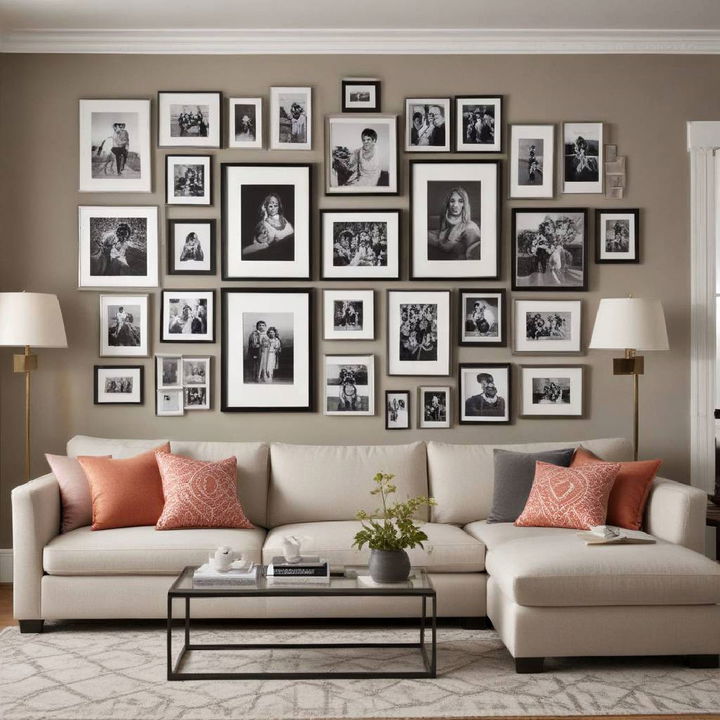 large living room gallery wall