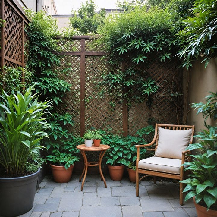 lattice privacy screen for courtyard garden