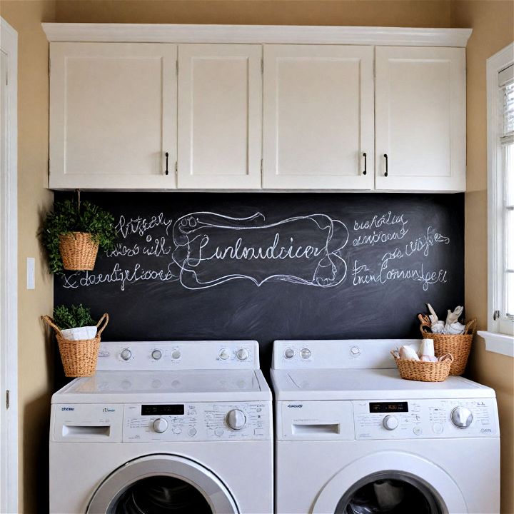 laundry room chalkboard backsplash