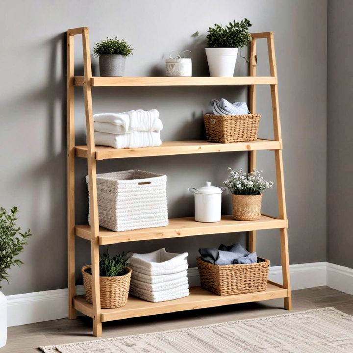 laundry room ladder shelves