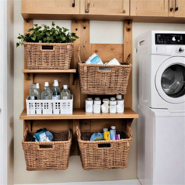 laundry room storage wall mounted baskets