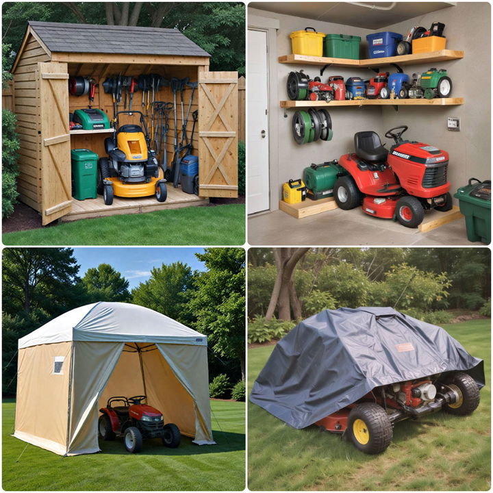 lawn mower storage ideas