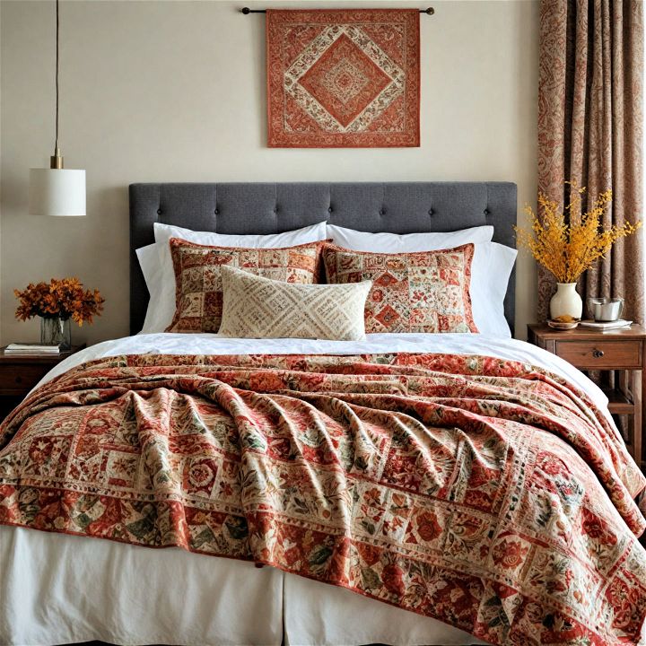 layered quilts for fall bedroom decor