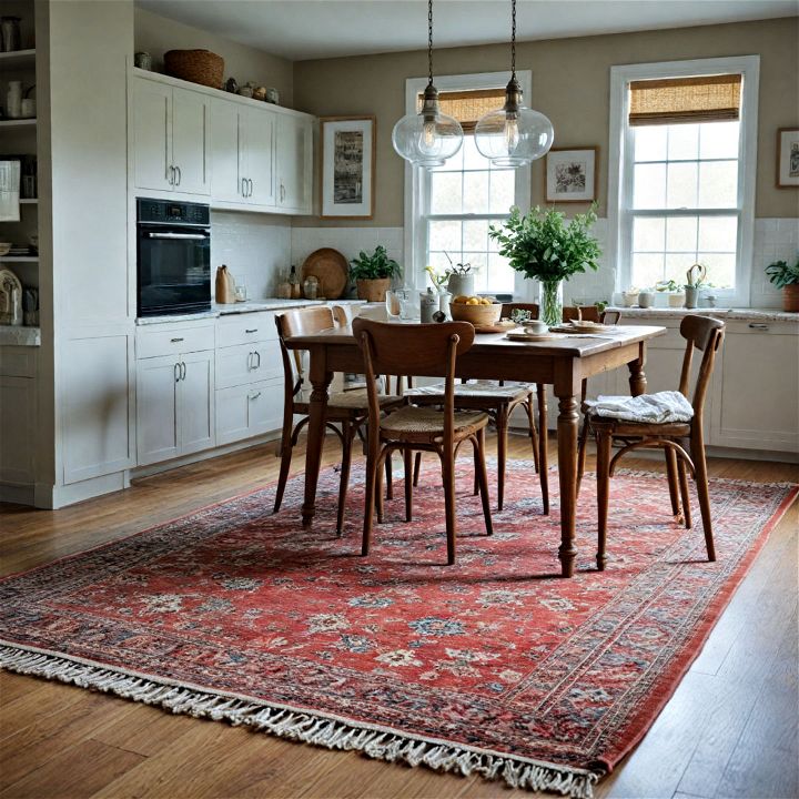 layered rug for kitchen