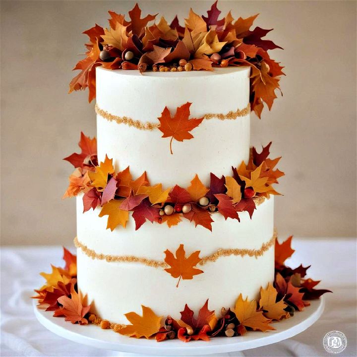 leaf garland on the cake