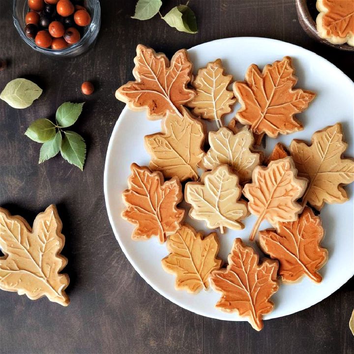 leaf shaped cookies for fall wedding