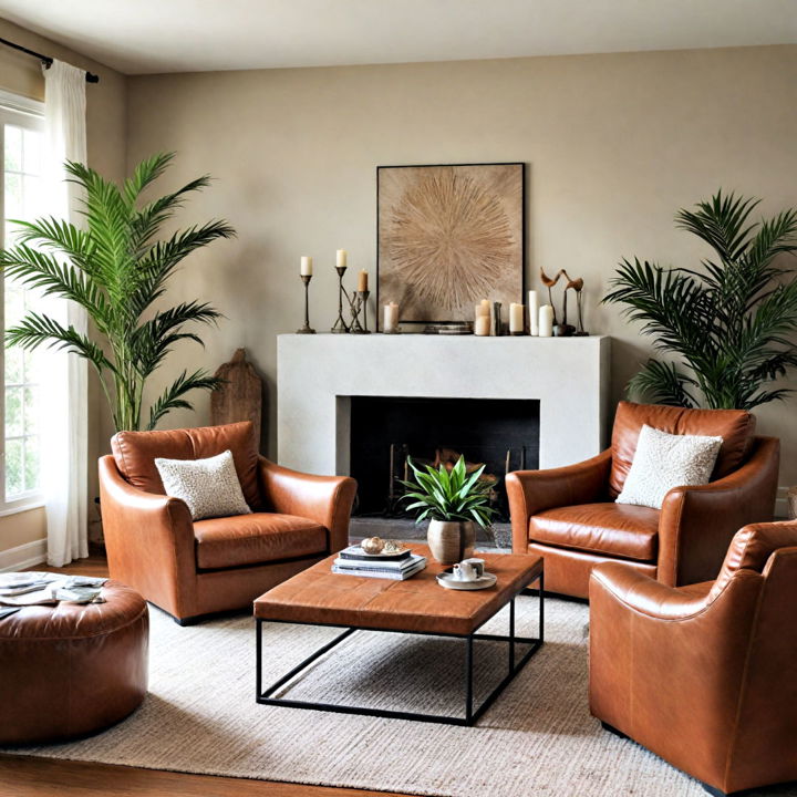 leather accents living room