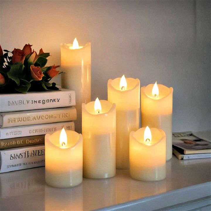 led candles to create cozy atmosphere