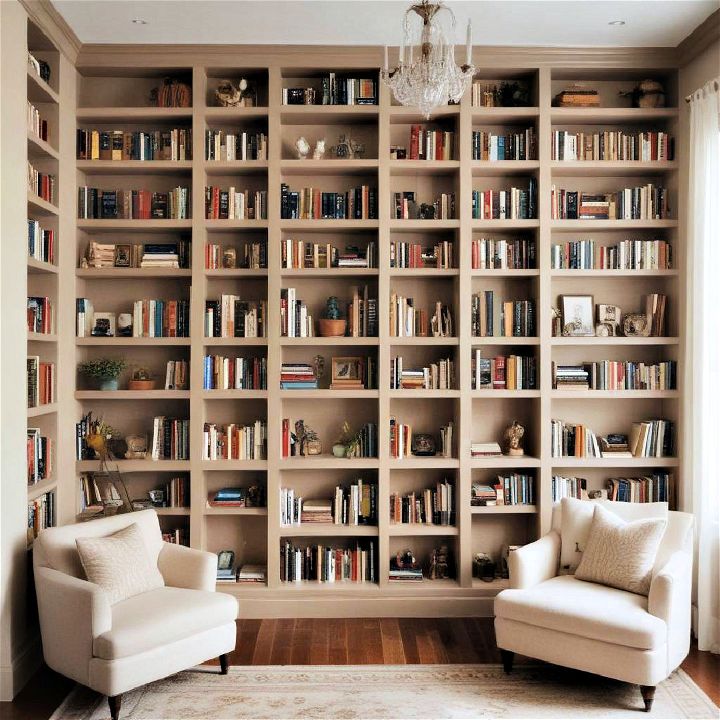 library room with built in bookshelves design