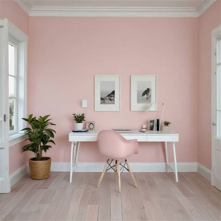 light pink walls and whitewashed wood floors