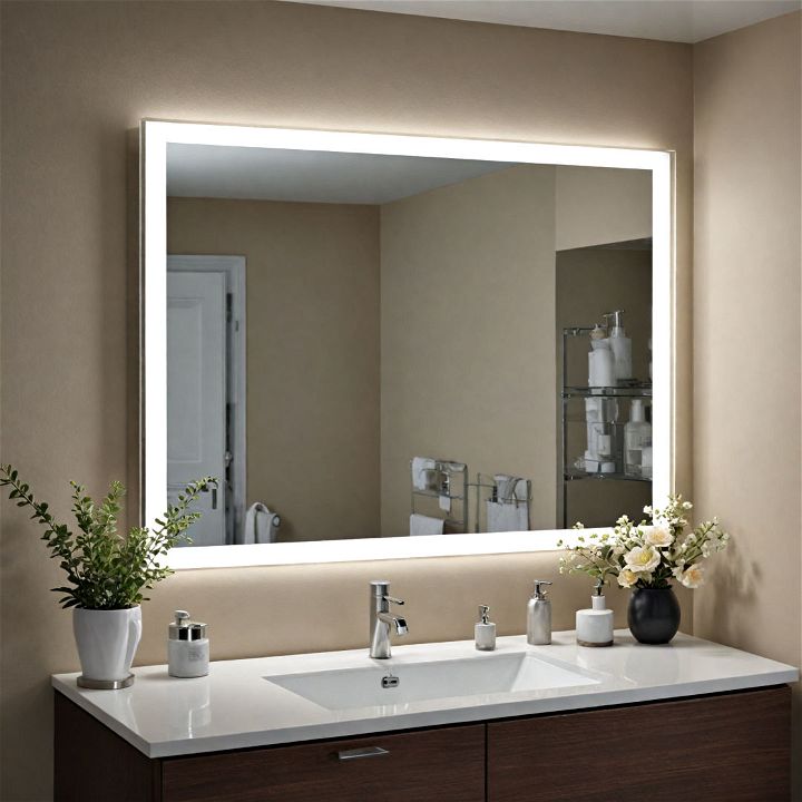 lighted mirror for small bathroom