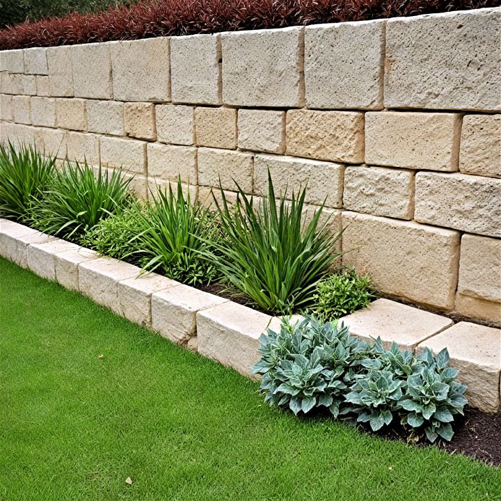 limestone retaining wall to add elegance