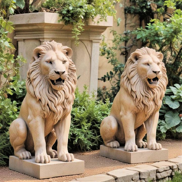 lion mediterranean garden statue idea
