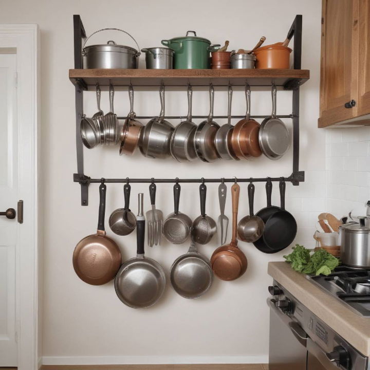 lively cookware rack for colorful kitchen