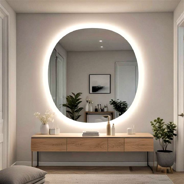 living room backlit mirror