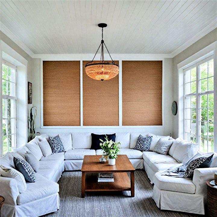 living room beadboard ceiling