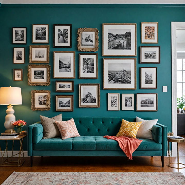 living room eclectic gallery wall