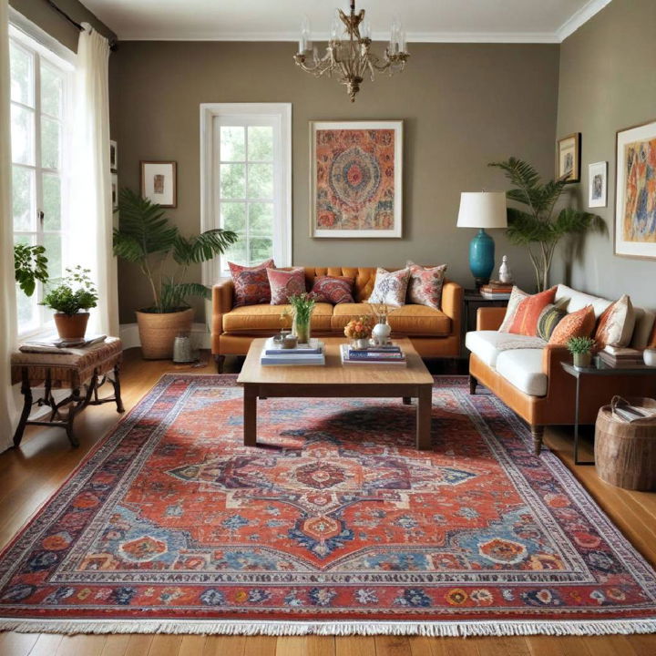 living room eclectic rug