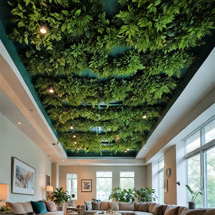 living room green ceiling