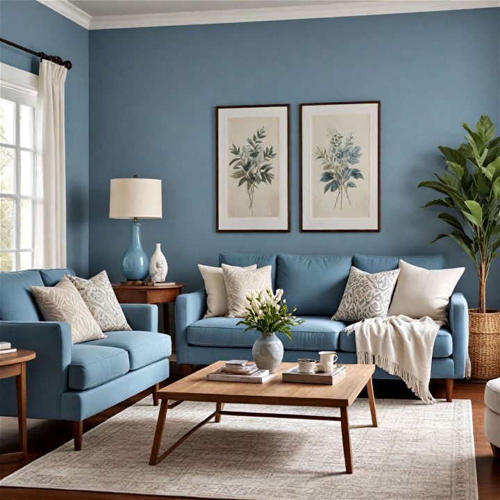 living room misty blue paint color