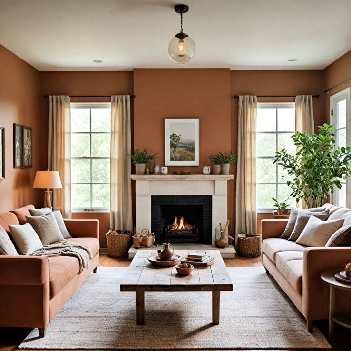 living room with an earthy color palette