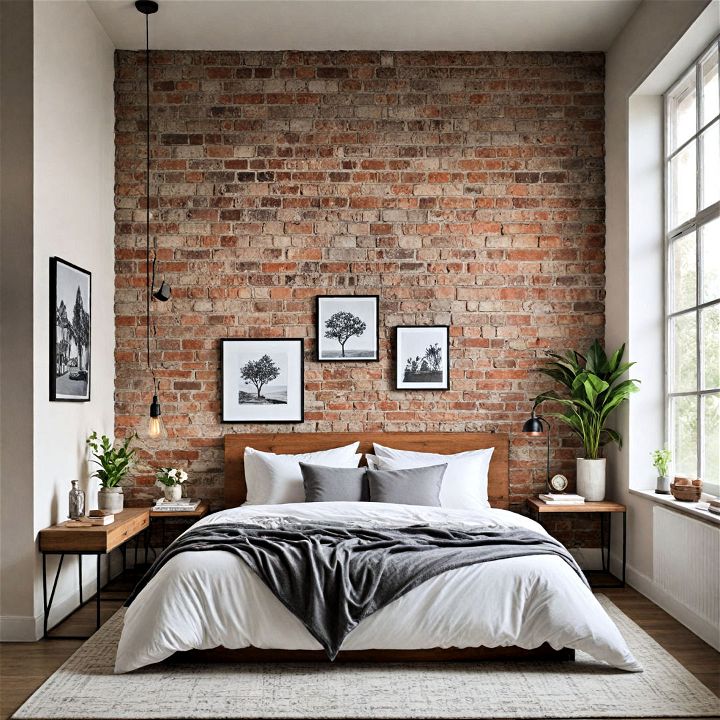 loft inspired industrial chic bedroom wall