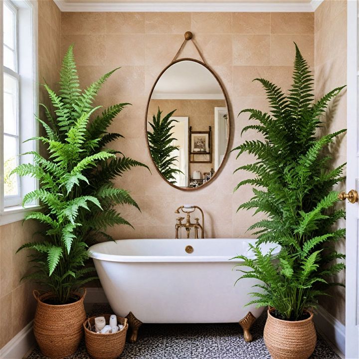 lush green fern decoration for bathroom