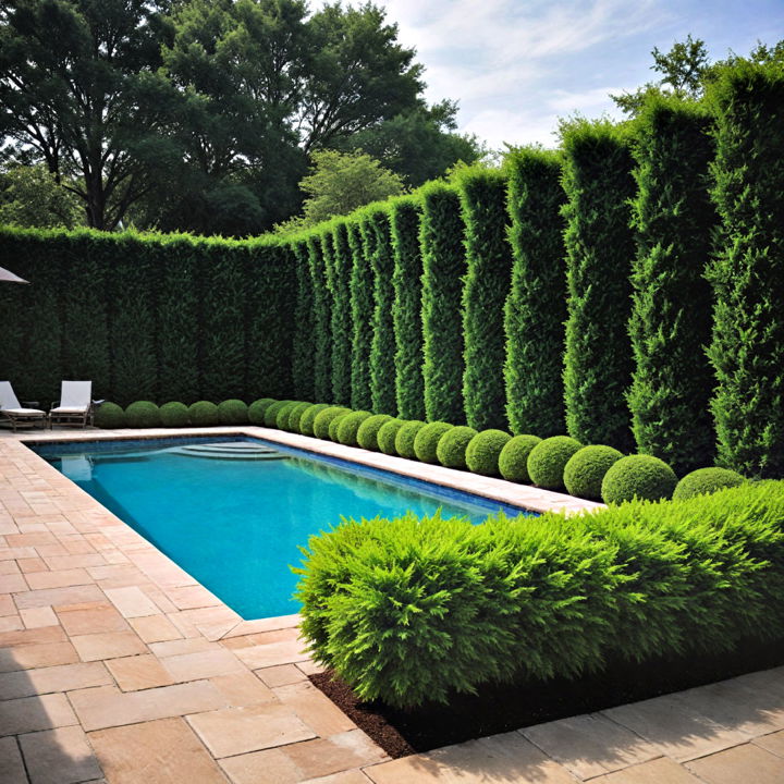 lush green hedges pool privacy