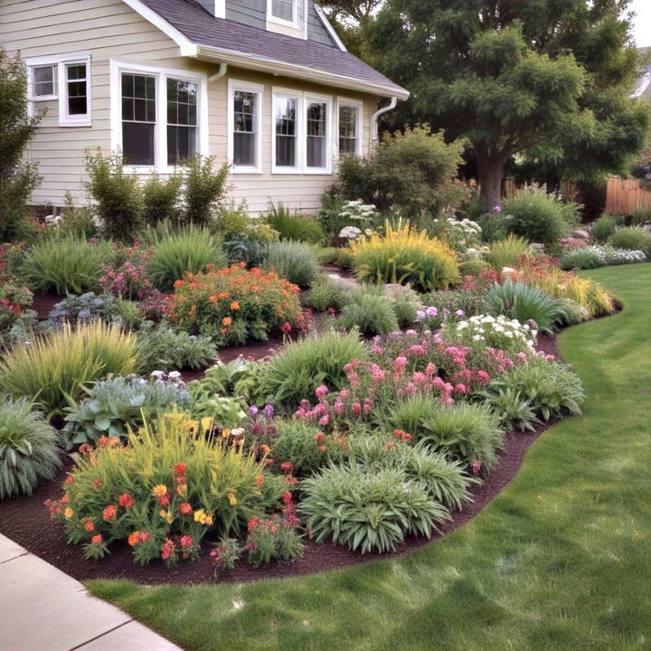 lush lawn with native plants