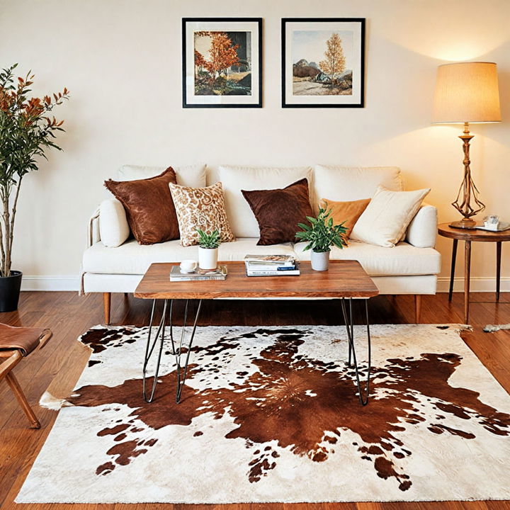 luxurious and rustic cowhide rug