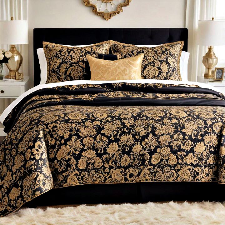 luxurious black and gold bedding set
