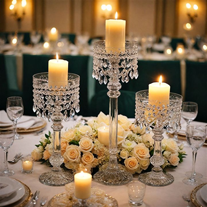 luxurious candle and crystal centerpiece