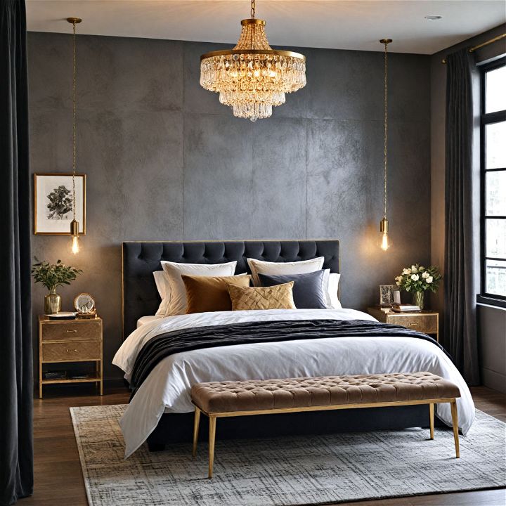 luxurious industrial glam bedroom