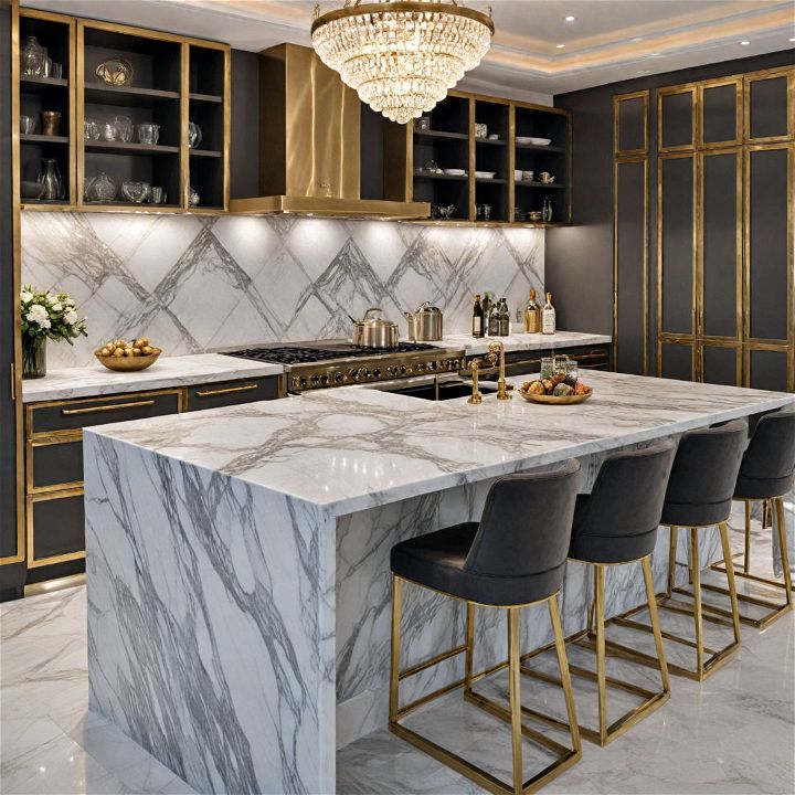 luxurious marble surfaces for art deco kitchen