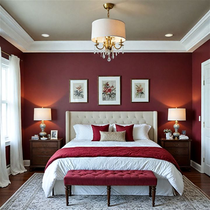 luxurious rich burgundy bedroom