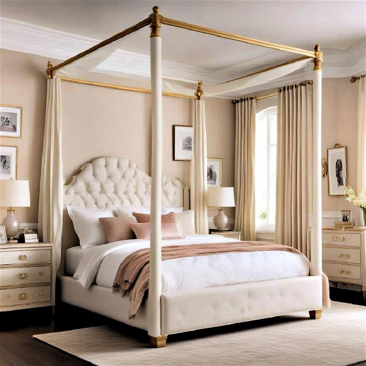 luxurious upholstered canopy bed
