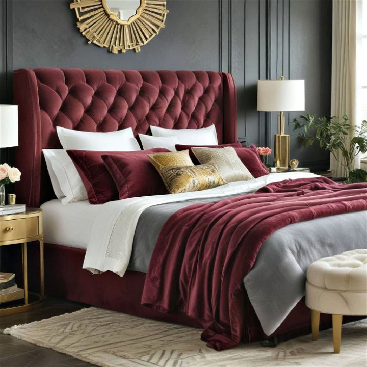 luxurious velvet upholstery art deco bedroom