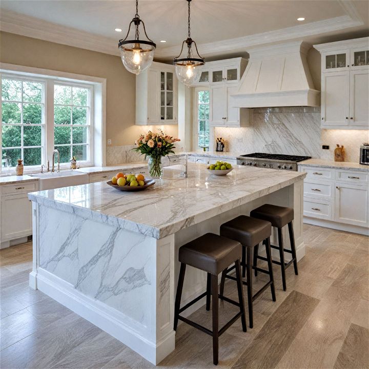 luxury and elegant marble kitchen island