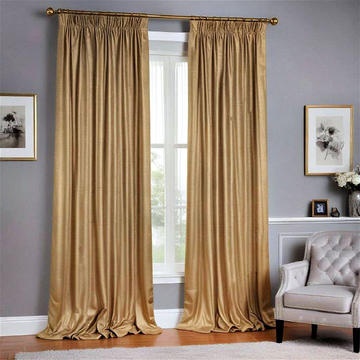 luxury gold curtains for gray wall