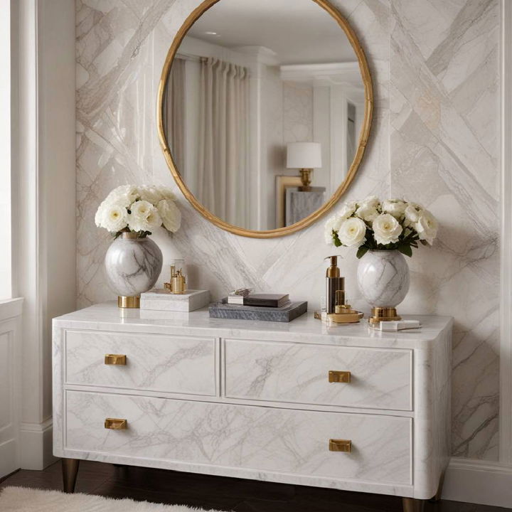 luxury marble surfaces art deco bedroom
