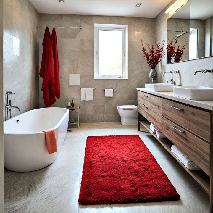 luxury red bath rug